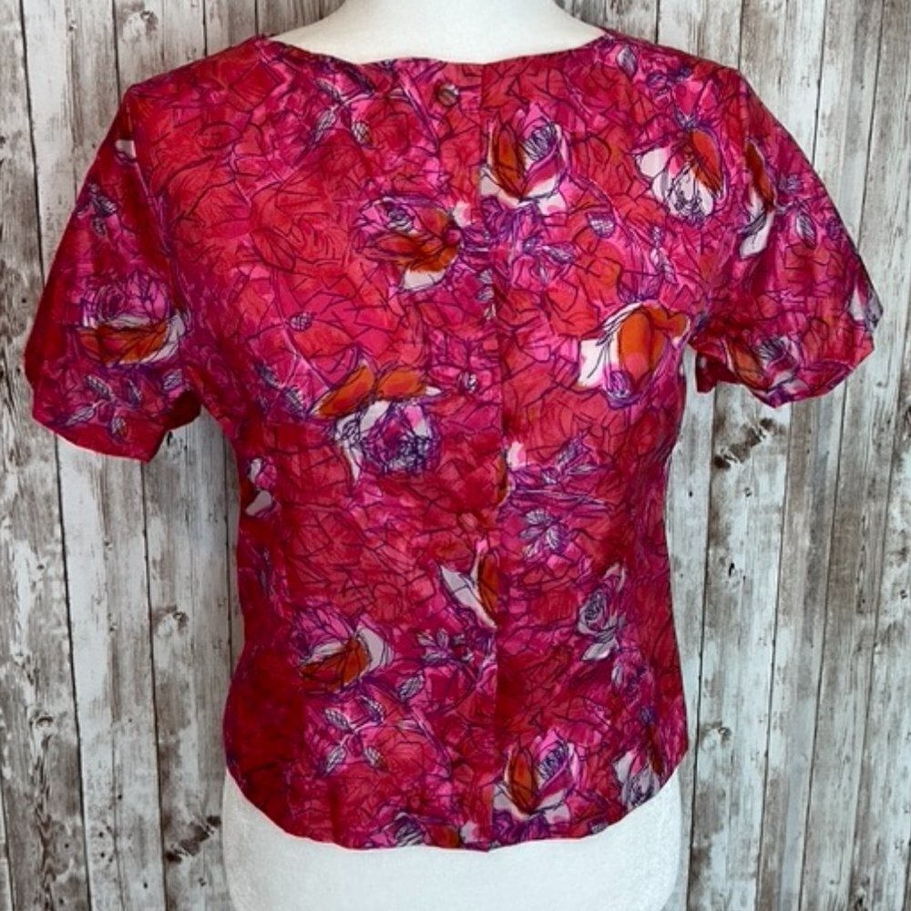 VINTAGE NWT Majorette Pink Floral Blouse size 34
